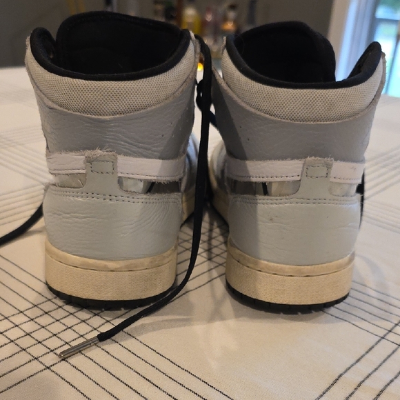 Nike Women's Metallic Air Jordan Silver and Gray High-Top Sneakers - Picture 3 of 8